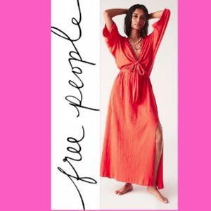 Free People Red Tie-Front Maxi Swim Coverup